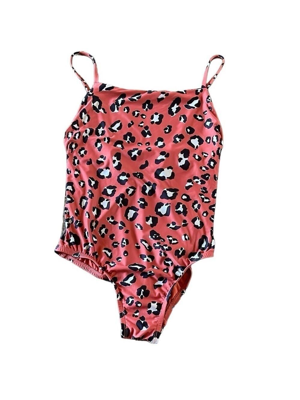 Anthropologie Leopard Print One Piece Swimsuit SZ M Rust Orange Black